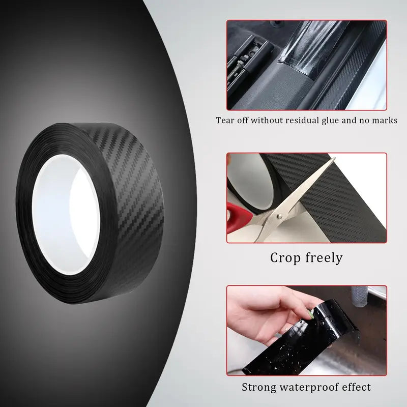 Schutzfolie für die Autotür – kratzfeste und stoßfeste 3D-Carbonfaser-Vinylfolie, selbstklebende Rückseite