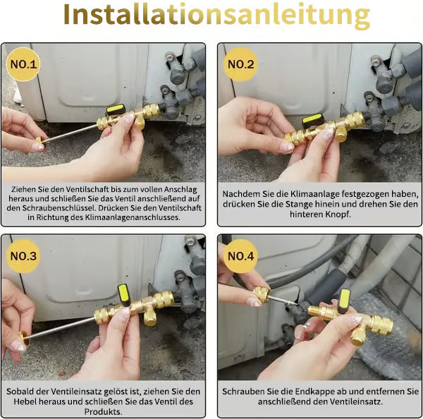 Werkzeug zum Aus- und Einbau von Ventilkernen für Klimaanlagen in Haushalten und Fahrzeugen