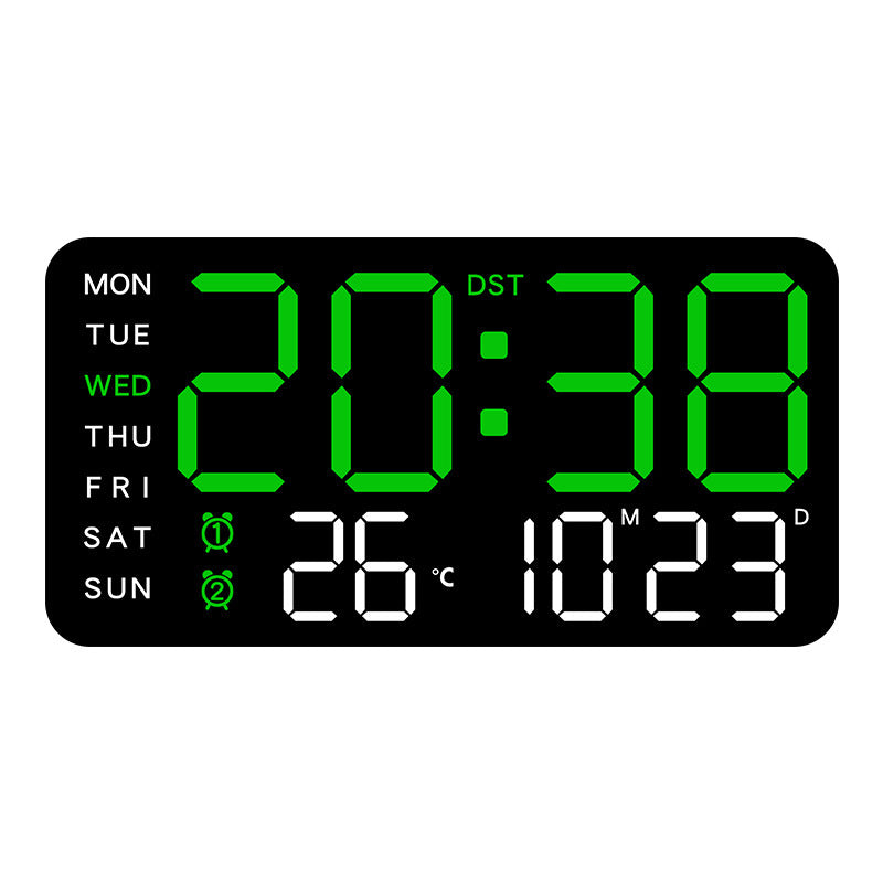 Stor digital väggklocka med LED-display, datumvisare och termometer, perfekt present till äldre, dekoration för vardagsrummet och sovrummet