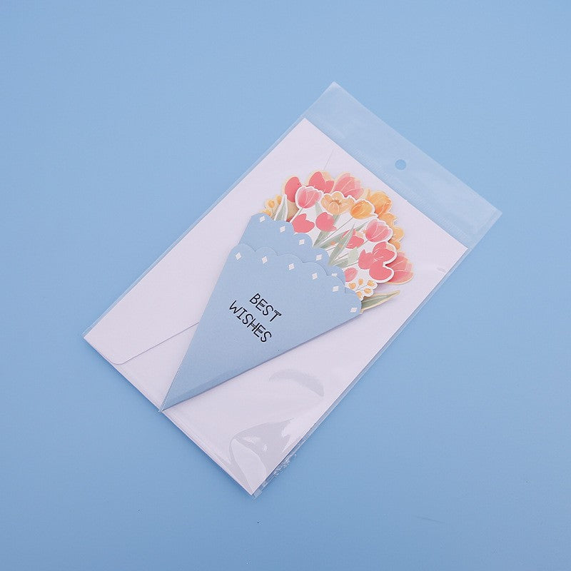 💐3D-Blumenstrauß-Grußkarte – Kreative Blumen-Geschenkkarten mit Umschla