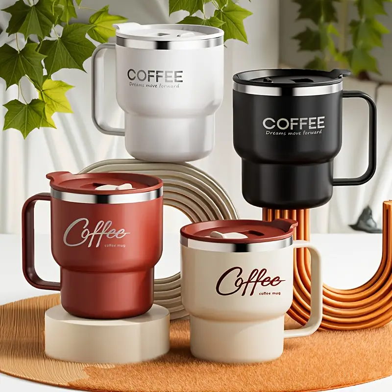 Doppelwandiger Becher aus Edelstahl 304 / Ergonomischer Becher im japanischen Stil für Kaffee und Tee