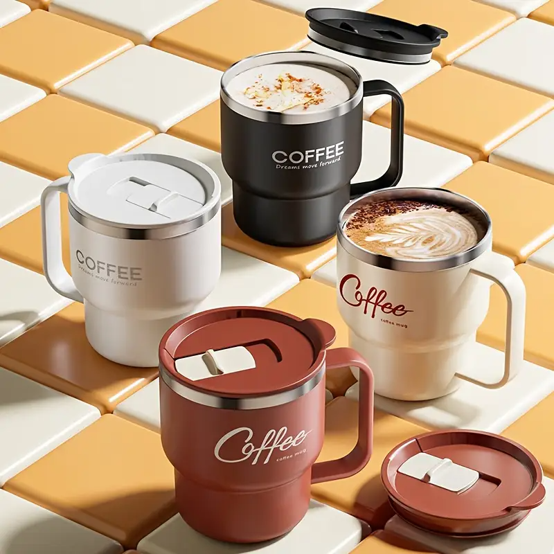 Doppelwandiger Becher aus Edelstahl 304 / Ergonomischer Becher im japanischen Stil für Kaffee und Tee