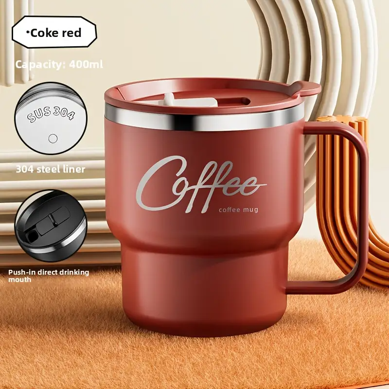 Doppelwandiger Becher aus Edelstahl 304 / Ergonomischer Becher im japanischen Stil für Kaffee und Tee