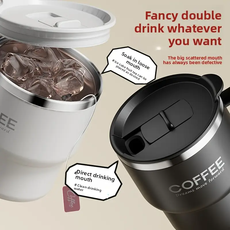Doppelwandiger Becher aus Edelstahl 304 / Ergonomischer Becher im japanischen Stil für Kaffee und Tee
