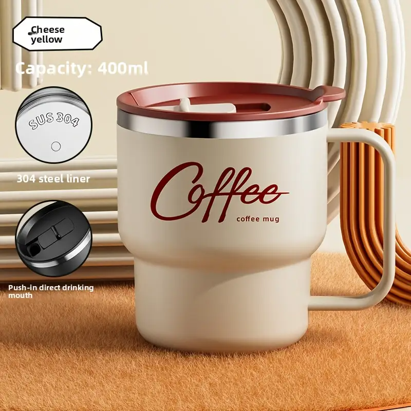 Doppelwandiger Becher aus Edelstahl 304 / Ergonomischer Becher im japanischen Stil für Kaffee und Tee