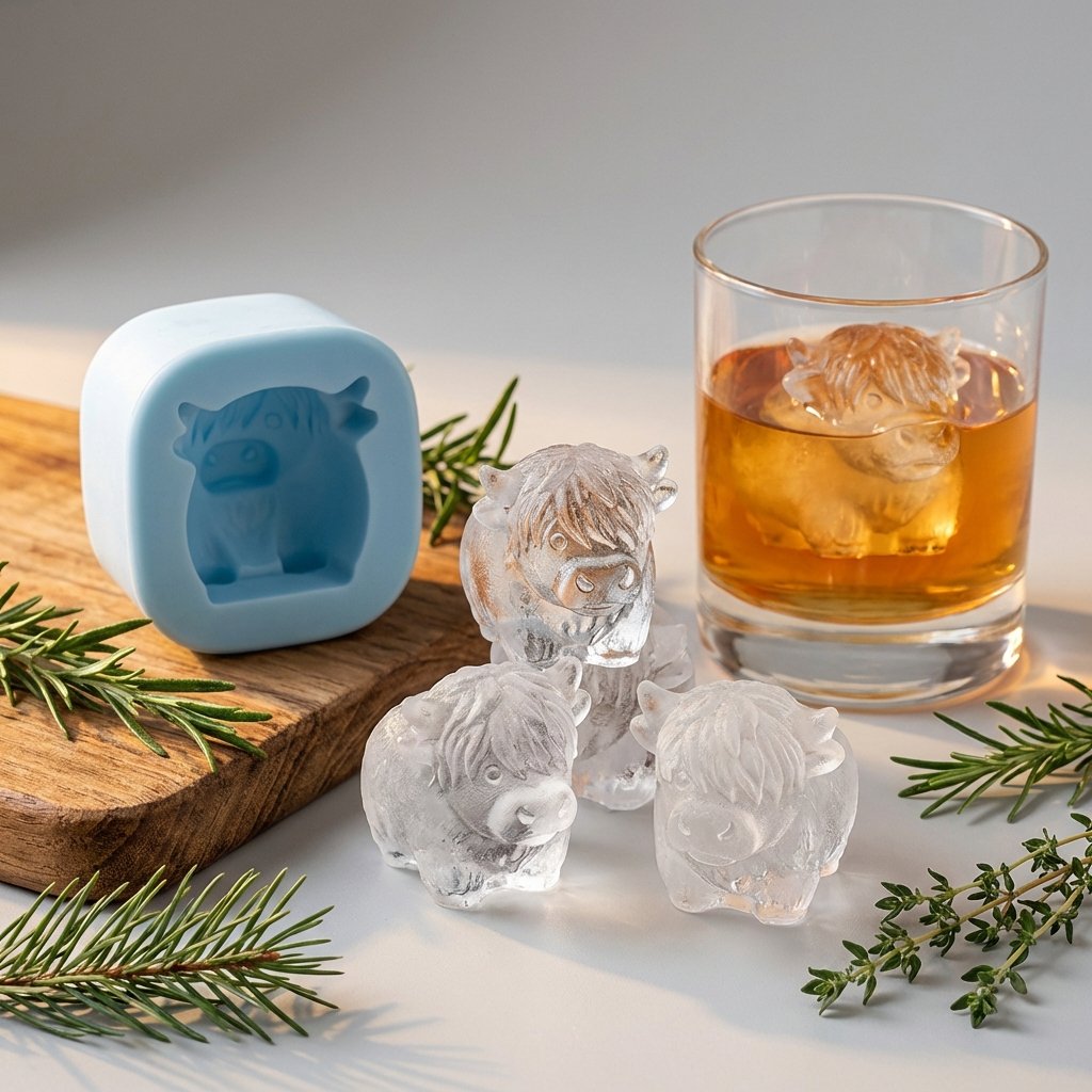 🐮 Mini-Hochlandkuh-Eiswürfelform und Dessertform 🧊🍪 Niedliche 3D-Eiswürfel für Getränke, Partys und Geschenke💕