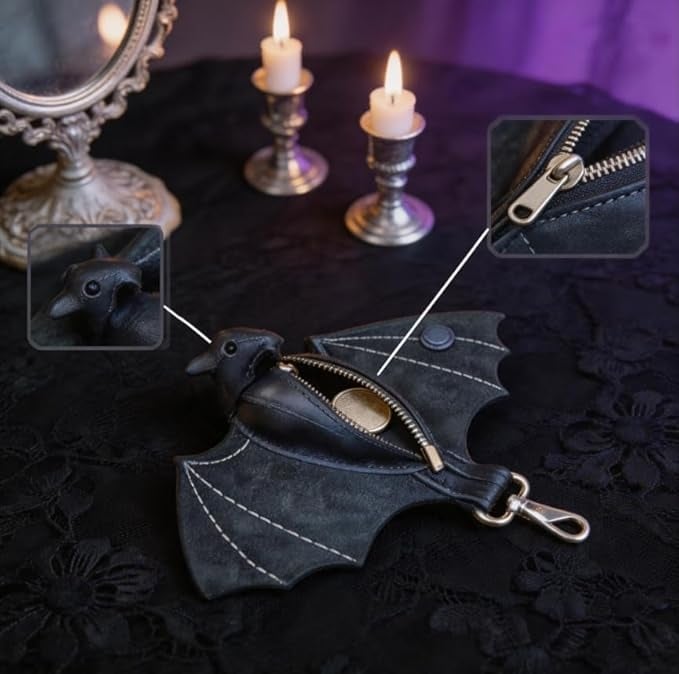 Geldbörse aus Leder im gotischen Fledermaus-Design 🦇