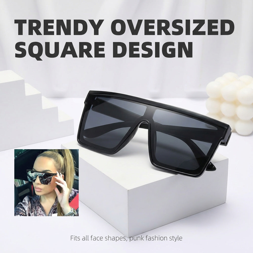 👓Große eckige Sonnenbrillen für Damen und Herren, Sonnenbrillen im Punk-Stil