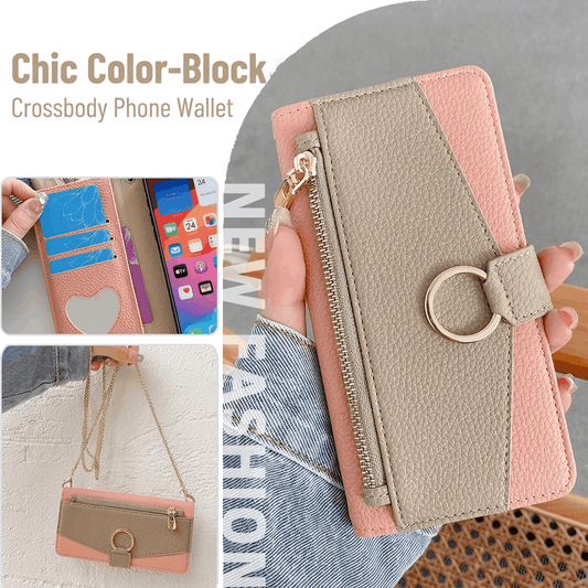 Schicke Crossbody-Geldbörse mit Farbblock-Design für Ihr Smartphon