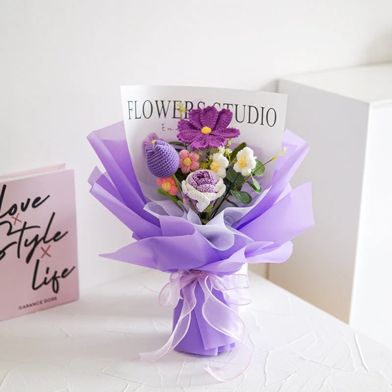 💕Muttertags-Sonderangebot💕Handgefertigter, zarter Häkelblumenstrauß