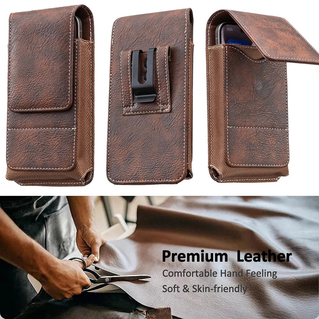 ⚡Großer Rabatt | Handy-Tasche für den Gürtel 📱 Lederholster mit mehreren Fächern und Kartenfach