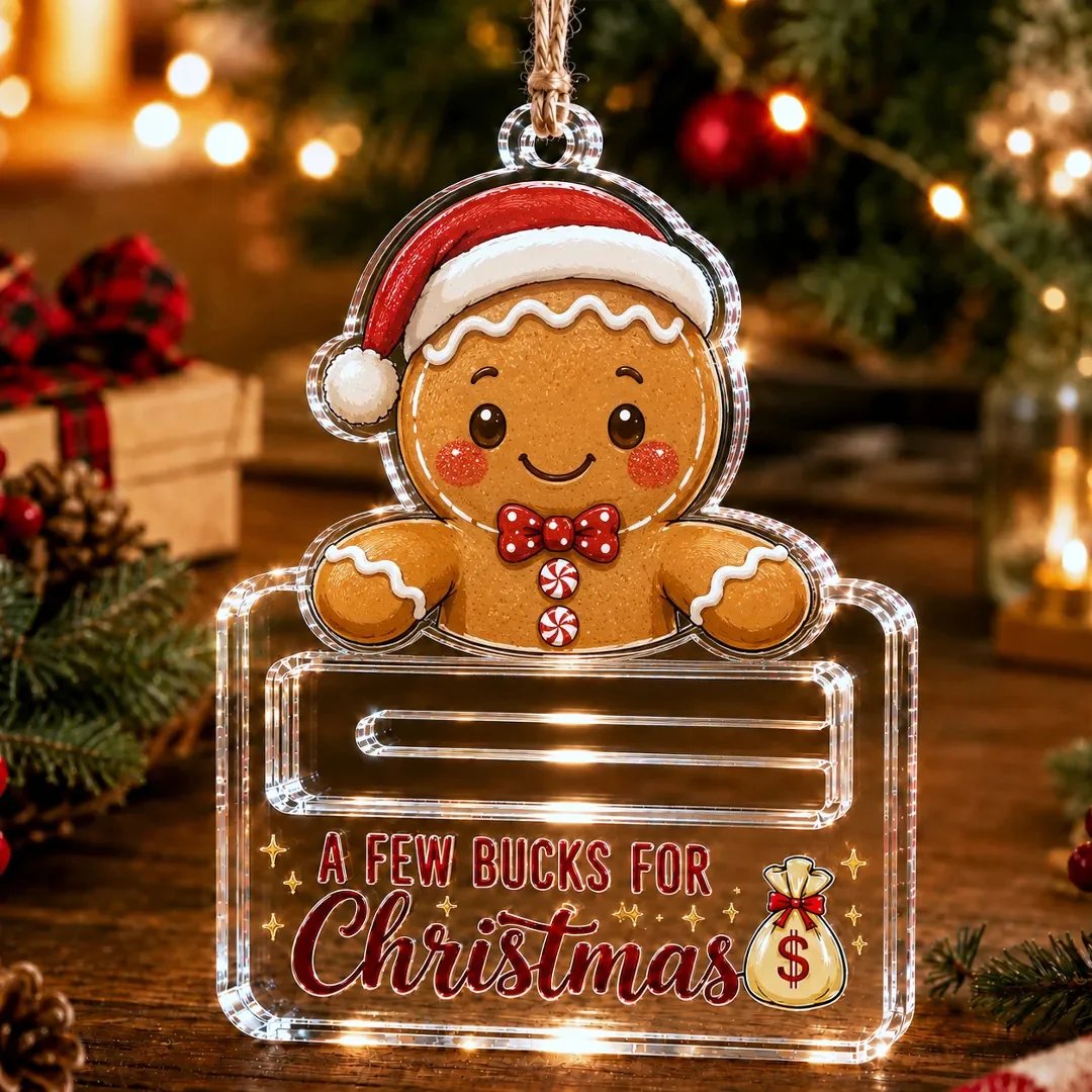🎄Kristallklares Weihnachts-Geldbehälter-Ornament | Hochwertiges, klares Acryl mit festlichen Motivdetails, verstecktem Geldschlitz und inklusive Aufhängeschnur 💵✨