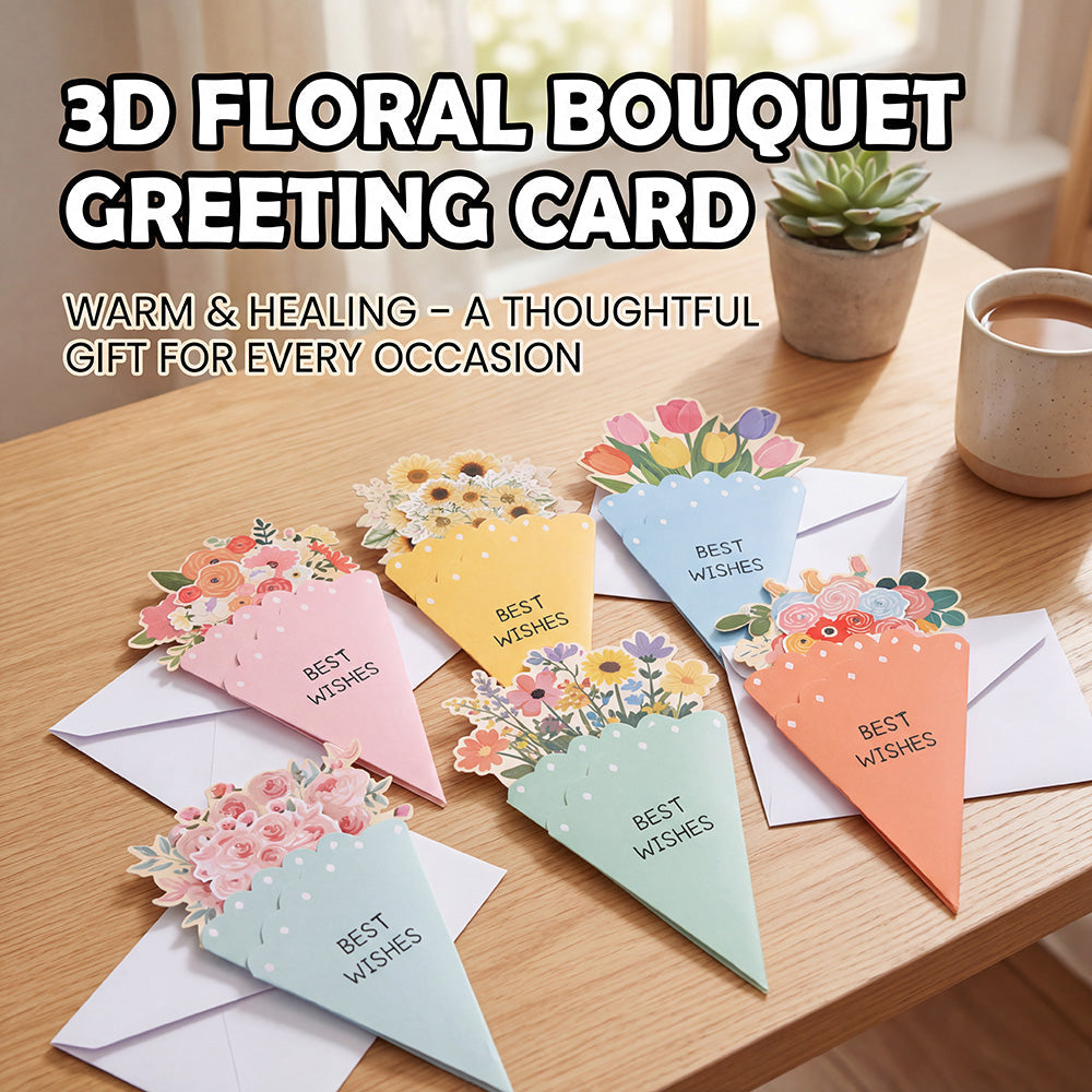 💐3D-Blumenstrauß-Grußkarte – Kreative Blumen-Geschenkkarten mit Umschla