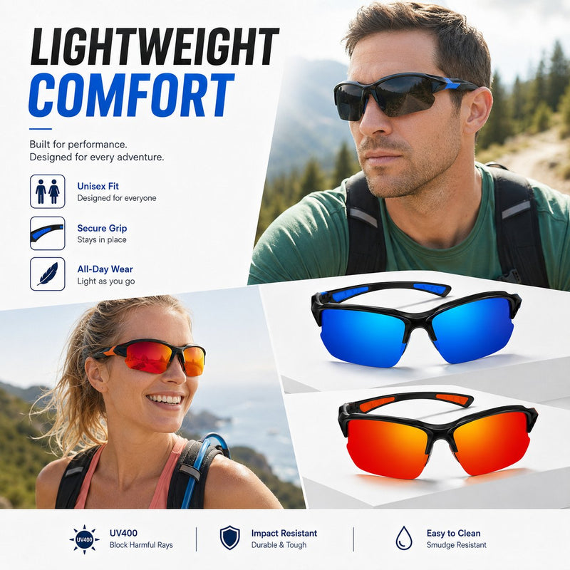 Polarisierte UV400-Sportbrille – Unisex-Brille für Outdoor-Aktivitäten und Autofahre