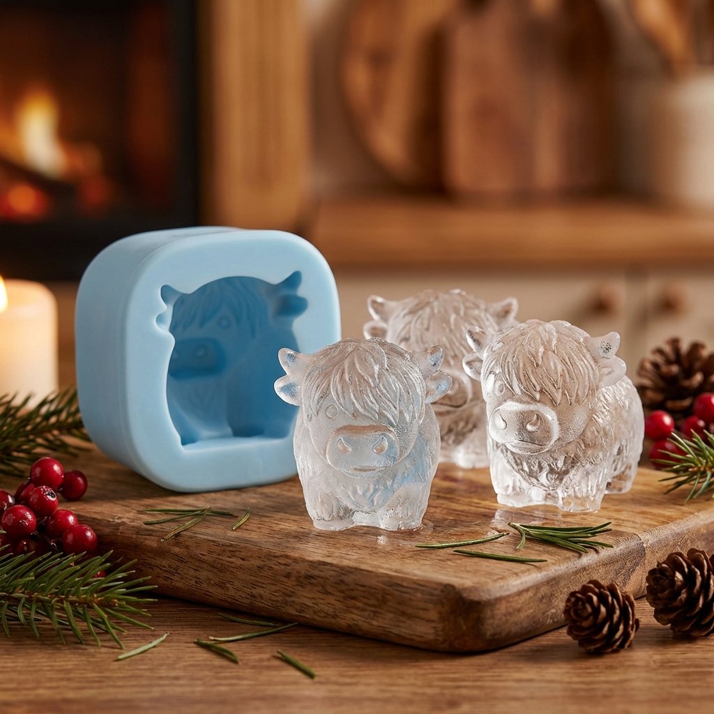 🐮 Mini-Hochlandkuh-Eiswürfelform und Dessertform 🧊🍪 Niedliche 3D-Eiswürfel für Getränke, Partys und Geschenke💕
