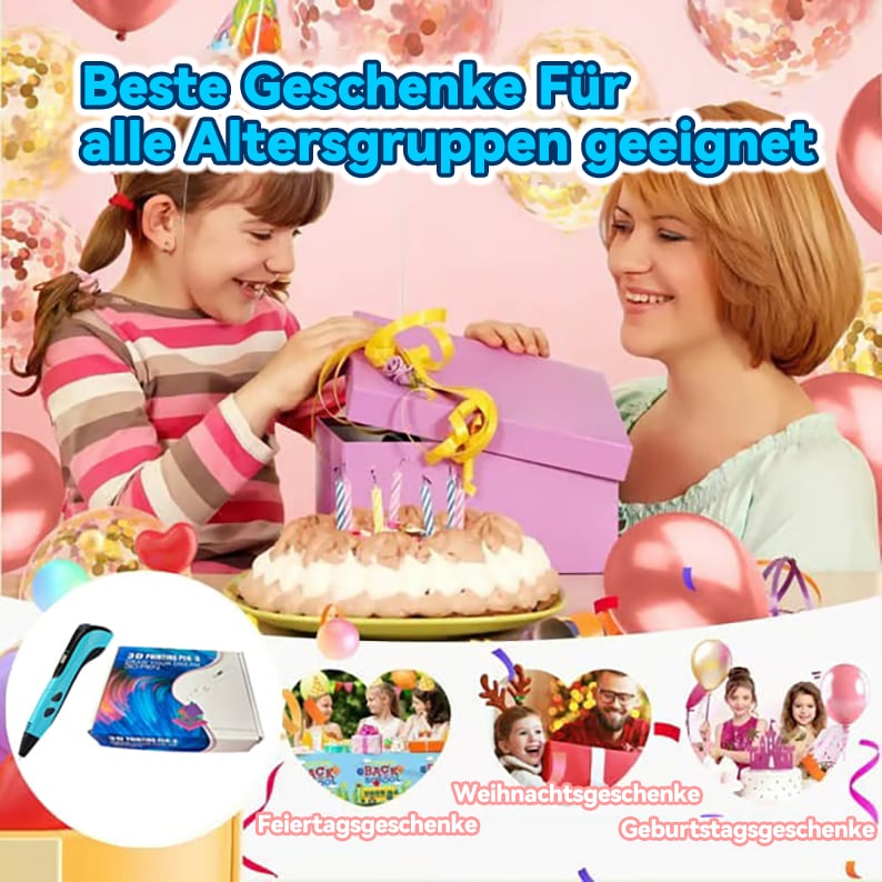 🏆NEUER 3D-Druckstift 3D Pen Set für Kinder Geburtstags- oder Weihnachtsgeschenk Kreatives DIY mit LCD-Display und PLA-Filament