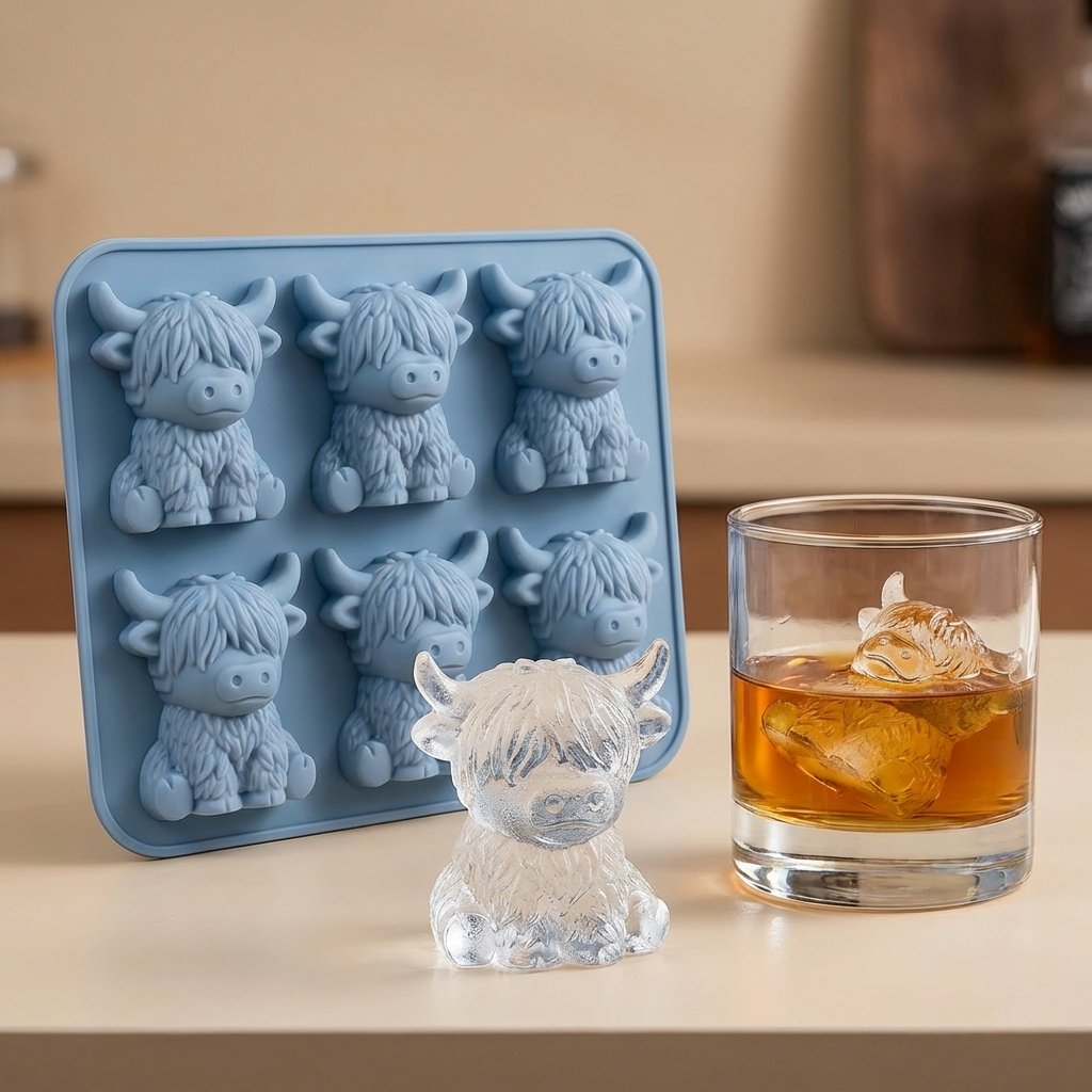 🐮 Mini-Hochlandkuh-Eiswürfelform und Dessertform 🧊🍪 Niedliche 3D-Eiswürfel für Getränke, Partys und Geschenke💕
