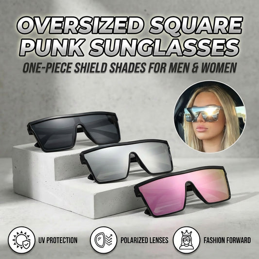 👓Große eckige Sonnenbrillen für Damen und Herren, Sonnenbrillen im Punk-Stil