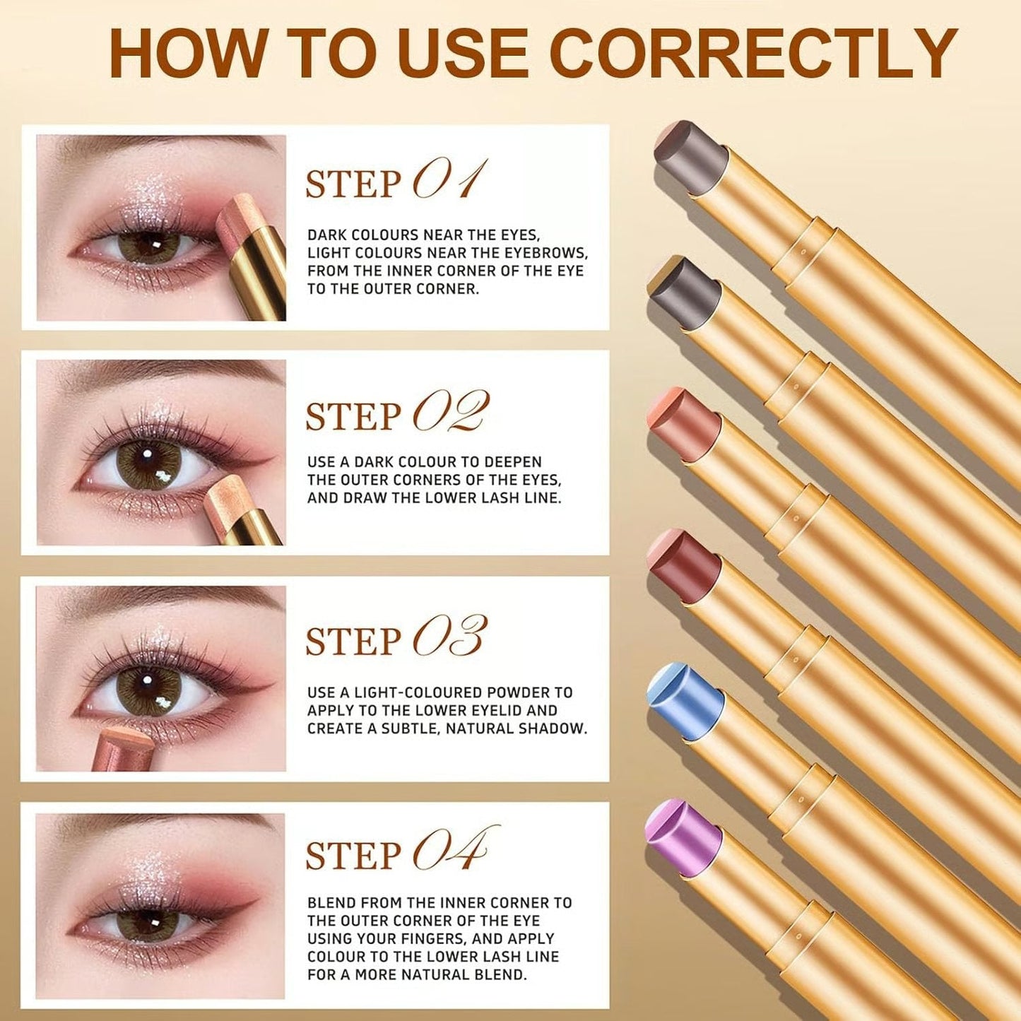 ✨3-Farben-Creme-Lidschattenstift | Geschmeidig und leicht zu verblenden