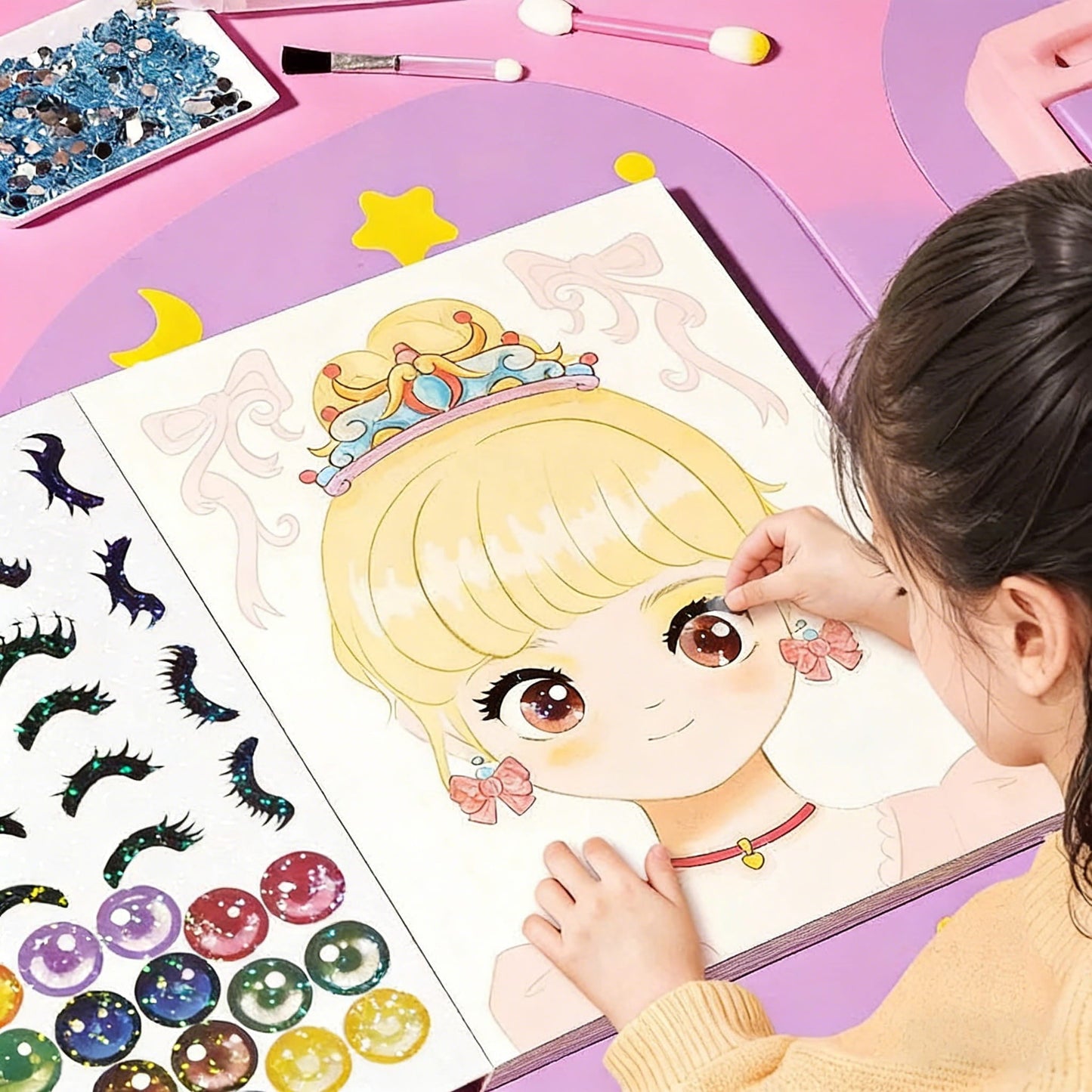👸Prinzessin-Bastelset zum Selbermachen: Make-up, Diamantkunst & Verkleidungsspaß
