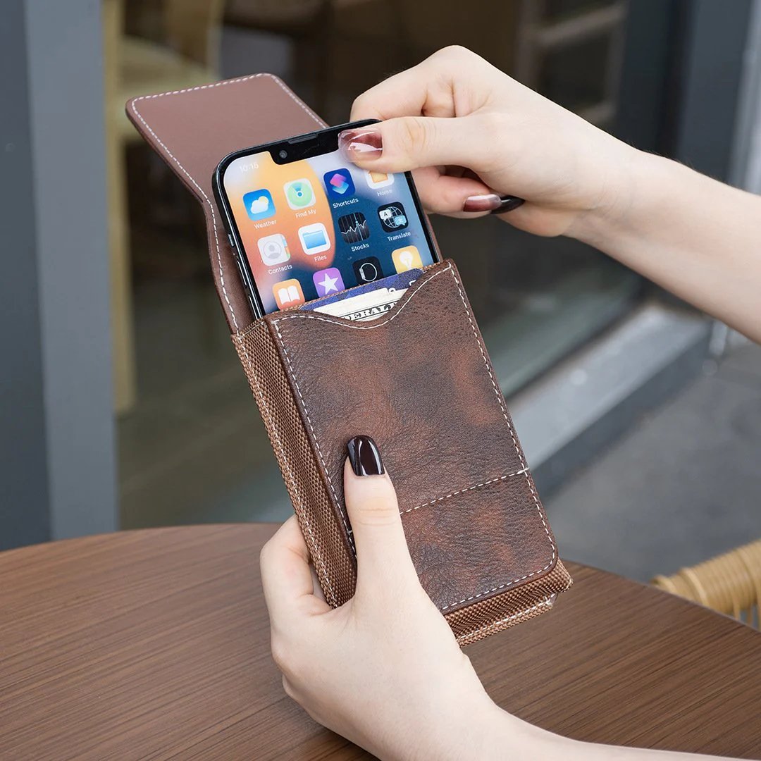 ⚡Großer Rabatt | Handy-Tasche für den Gürtel 📱 Lederholster mit mehreren Fächern und Kartenfach