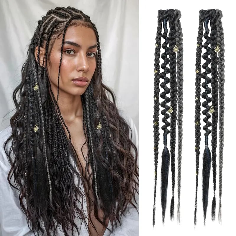 🌿🎨 Boho-Zöpfe mit Perlen, zum Befestigen mit Clips – Eine einfache Möglichkeit, deine Frisur zu verändern, perfekt für Festivals und den Alltag (✨2 Stück