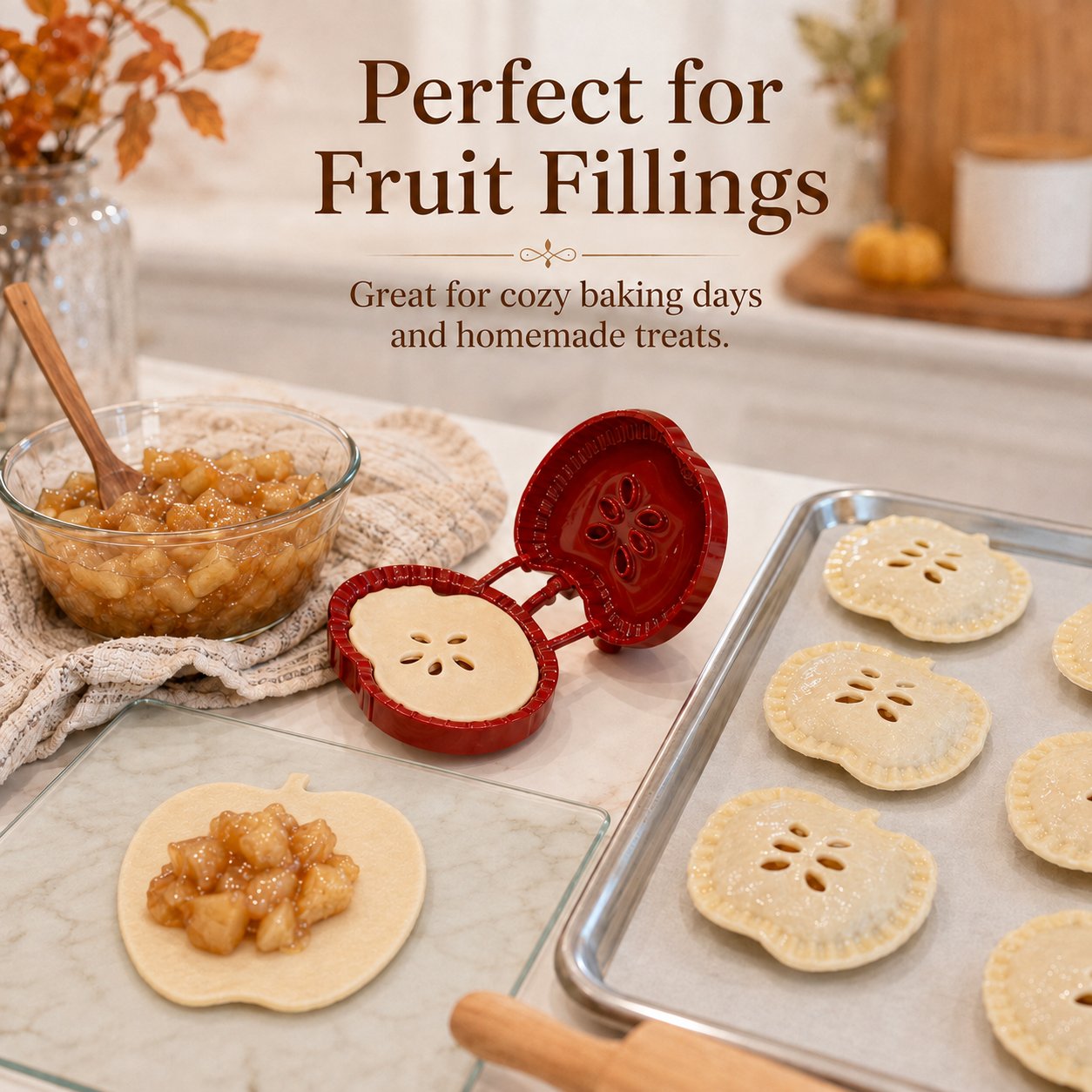 🥧Anfängerfreundliche, wiederverwendbare Mini-Form für Handpasteten | 6 lustige Formen zum einfachen Füllen, Formen und Verschließen von selbstgebackenen Pasteten und Gebäck🍎✨