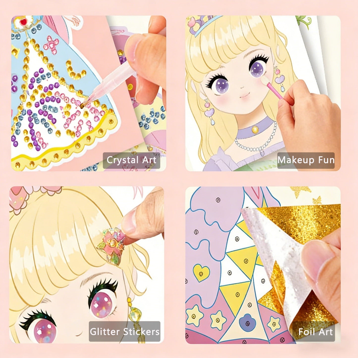 👸Prinzessin-Bastelset zum Selbermachen: Make-up, Diamantkunst & Verkleidungsspaß