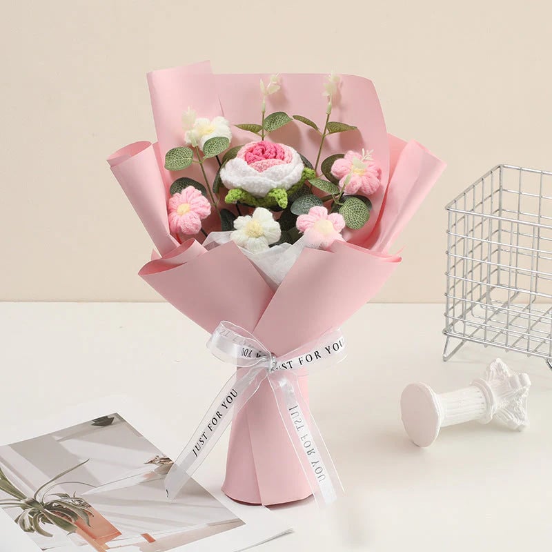 💕Muttertags-Sonderangebot💕Handgefertigter, zarter Häkelblumenstrauß
