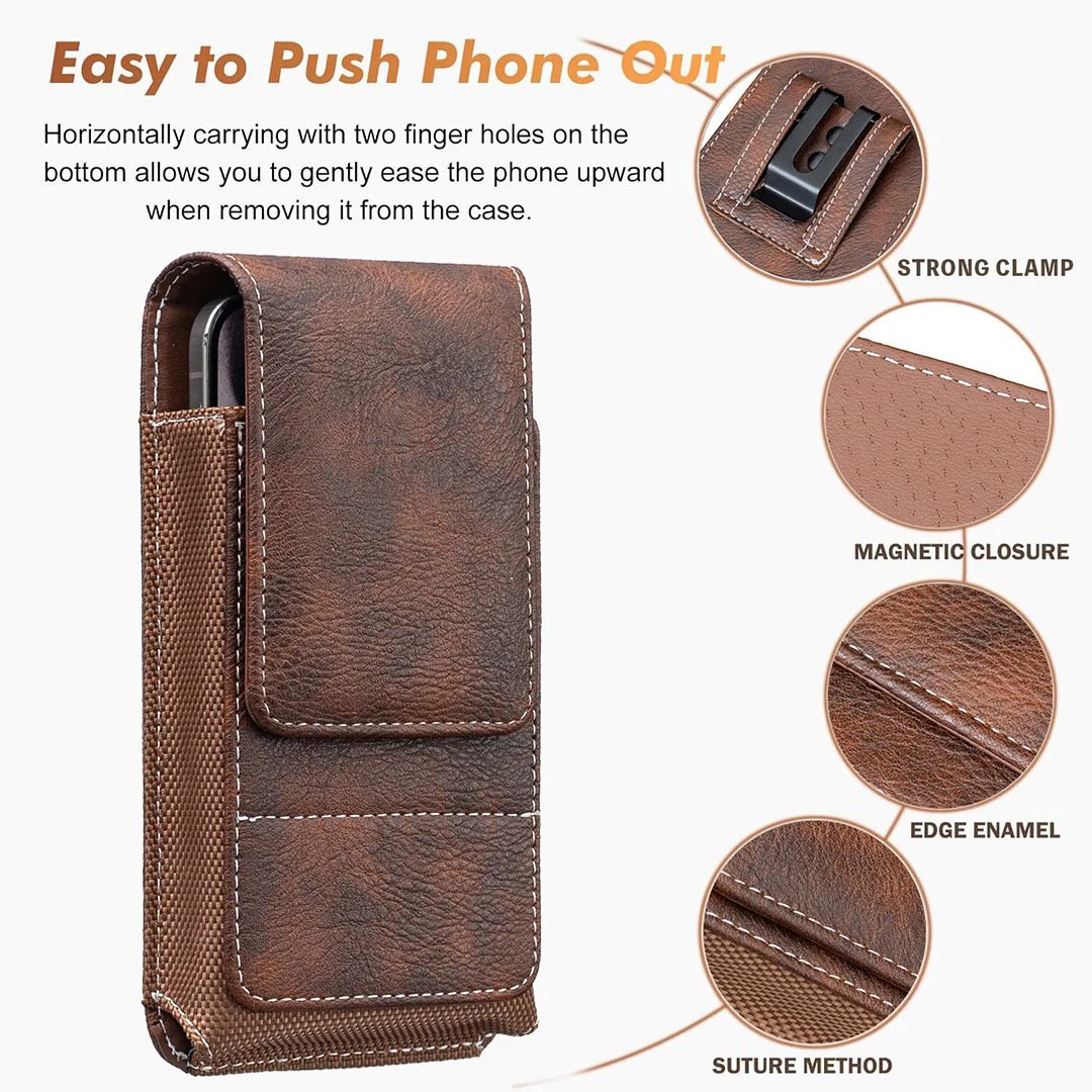 ⚡Großer Rabatt | Handy-Tasche für den Gürtel 📱 Lederholster mit mehreren Fächern und Kartenfach