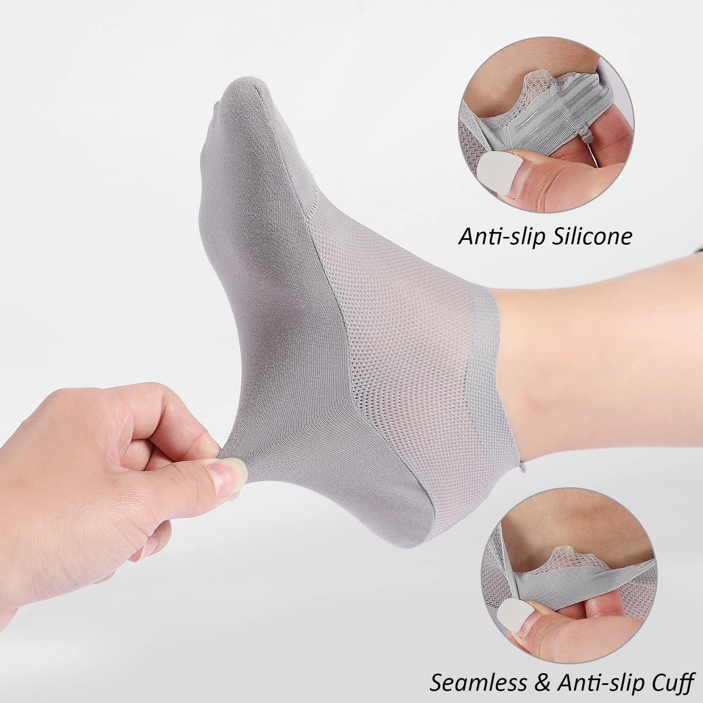 🔥 3er-Pack unsichtbare Socken mit rutschfester Sohle 🧦 – Atmungsaktiv, niedrig geschnitten, rutschfest und schweißabsorbierend