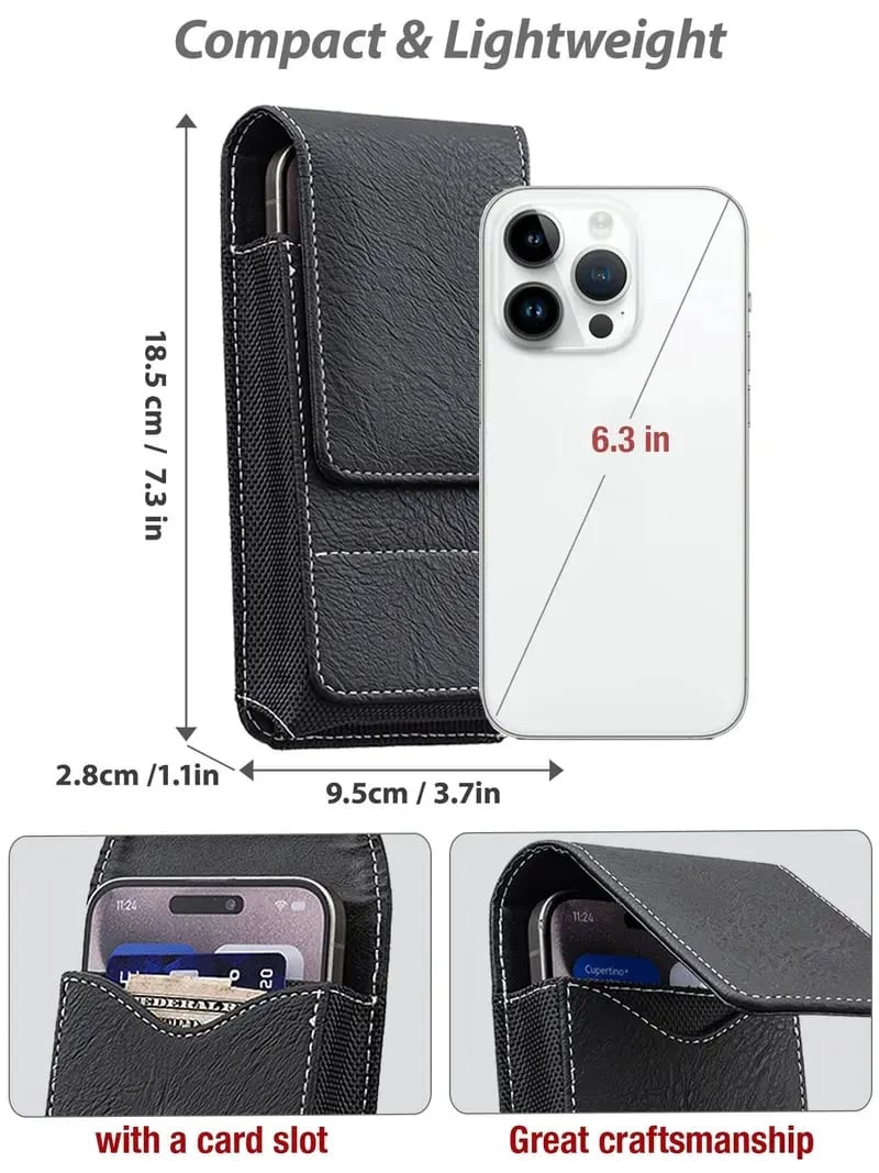 ⚡Großer Rabatt | Handy-Tasche für den Gürtel 📱 Lederholster mit mehreren Fächern und Kartenfach