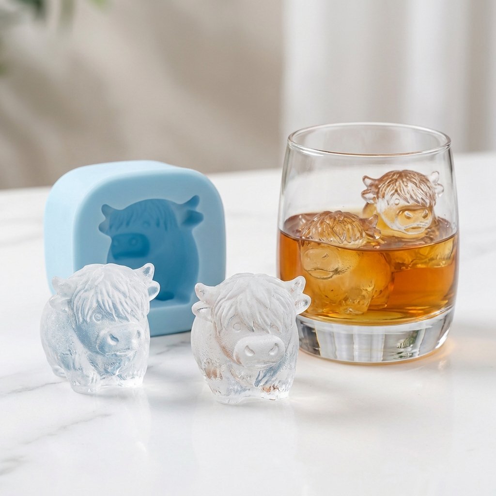🐮 Mini-Hochlandkuh-Eiswürfelform und Dessertform 🧊🍪 Niedliche 3D-Eiswürfel für Getränke, Partys und Geschenke💕