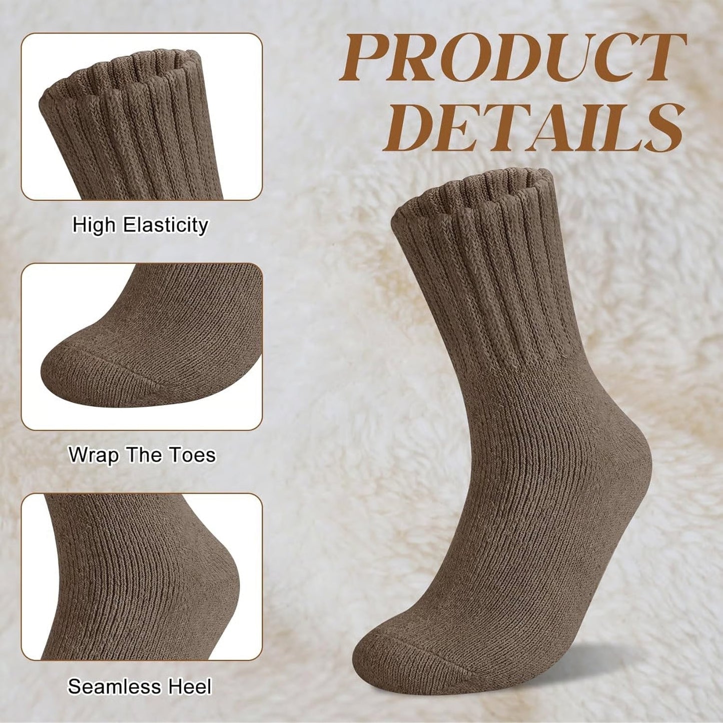 🧦5 Paar Wollsocken für Frauen - warme, mittelhohe Socken