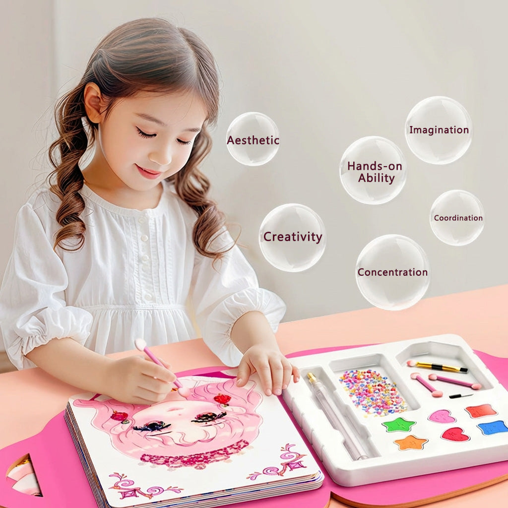 👸Prinzessin-Bastelset zum Selbermachen: Make-up, Diamantkunst & Verkleidungsspaß