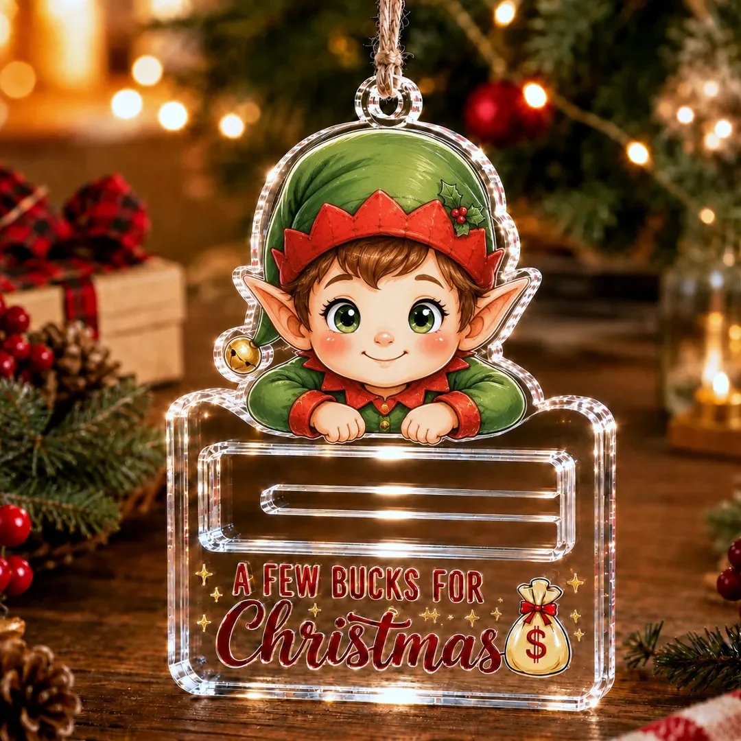 🎄Kristallklares Weihnachts-Geldbehälter-Ornament | Hochwertiges, klares Acryl mit festlichen Motivdetails, verstecktem Geldschlitz und inklusive Aufhängeschnur 💵✨