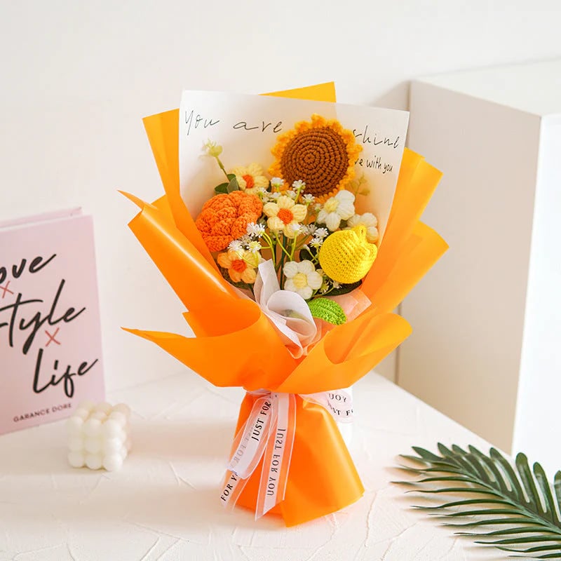 💕Muttertags-Sonderangebot💕Handgefertigter, zarter Häkelblumenstrauß