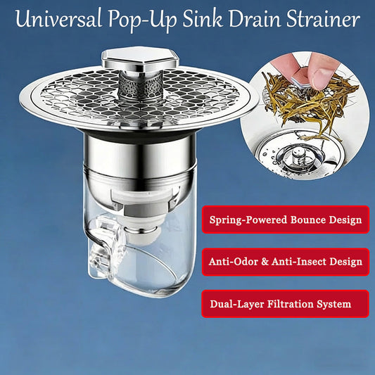 💧Universelles Pop-up-Sieb für Spülbecken mit Filter, doppelter Filterung und geruchsdichtem Verschluss