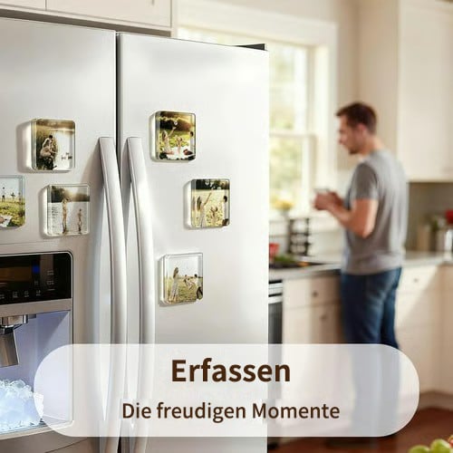 🎞✂10er-Packung 5 x 5 cm große, transparente Acryl-Kühlschrankmagnete zum Selbermachen mit Kleberückseite – Quadratische Magnet-Fotorahmen mit beeindruckendem 3D-Effekt 💕
