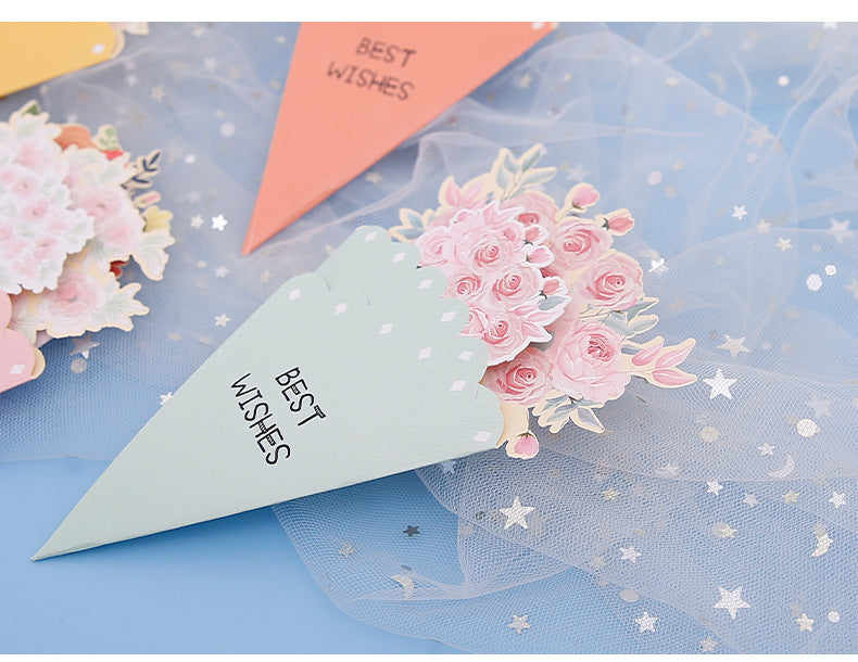 💐3D-Blumenstrauß-Grußkarte – Kreative Blumen-Geschenkkarten mit Umschla