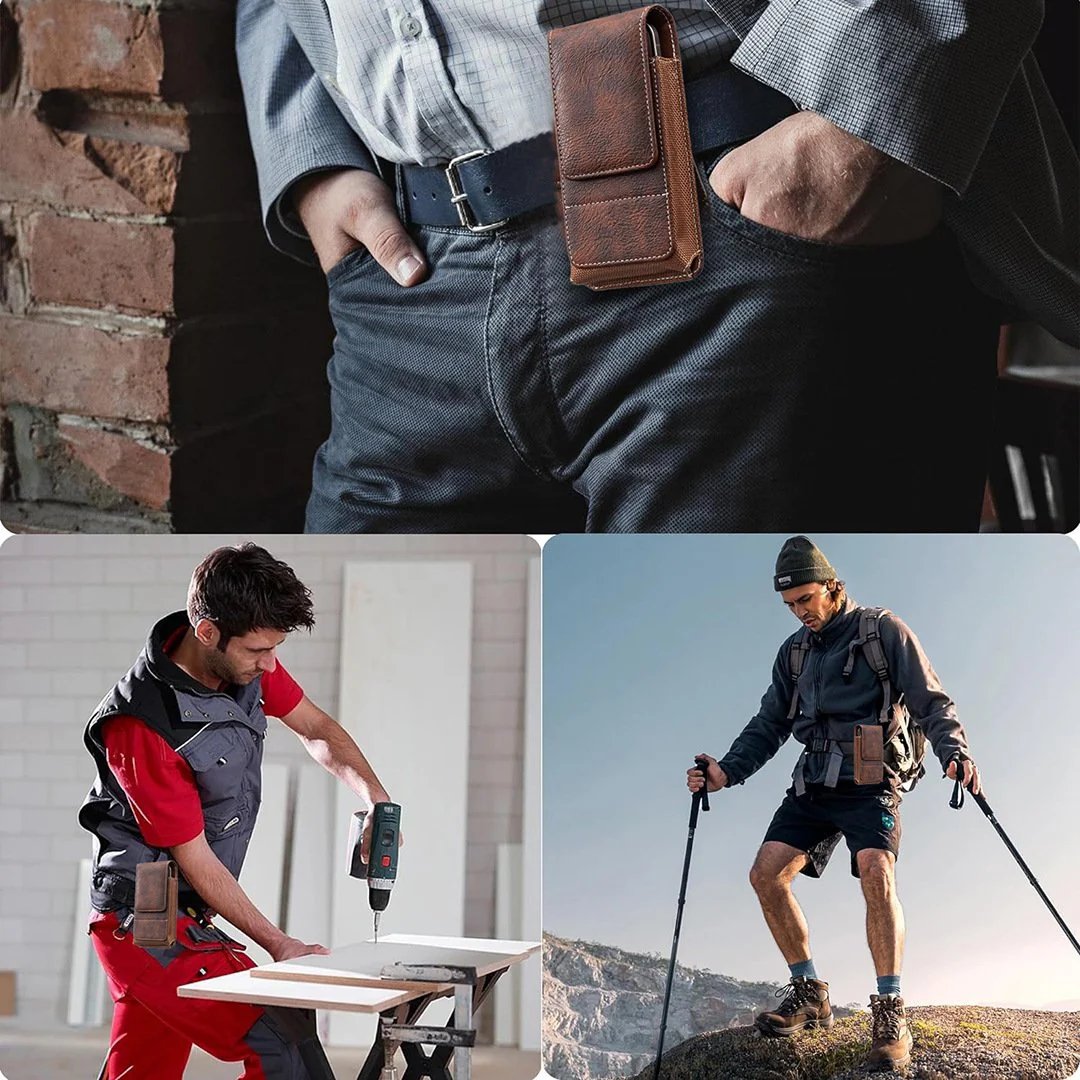 ⚡Großer Rabatt | Handy-Tasche für den Gürtel 📱 Lederholster mit mehreren Fächern und Kartenfach