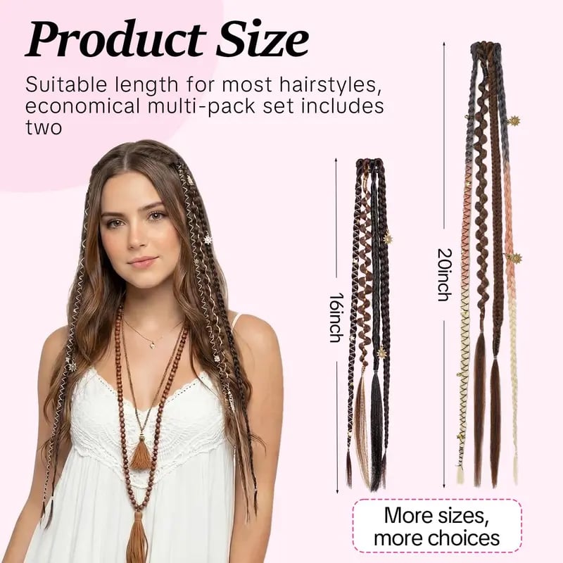 🌿🎨 Boho-Zöpfe mit Perlen, zum Befestigen mit Clips – Eine einfache Möglichkeit, deine Frisur zu verändern, perfekt für Festivals und den Alltag (✨2 Stück
