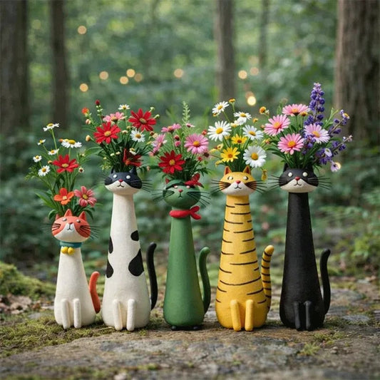 😻Handgefertigte, originelle Keramikvase in Katzenfor