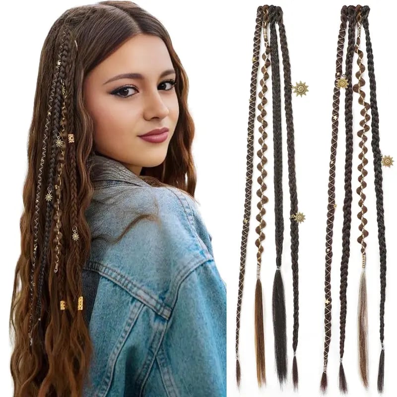 🌿🎨 Boho-Zöpfe mit Perlen, zum Befestigen mit Clips – Eine einfache Möglichkeit, deine Frisur zu verändern, perfekt für Festivals und den Alltag (✨2 Stück