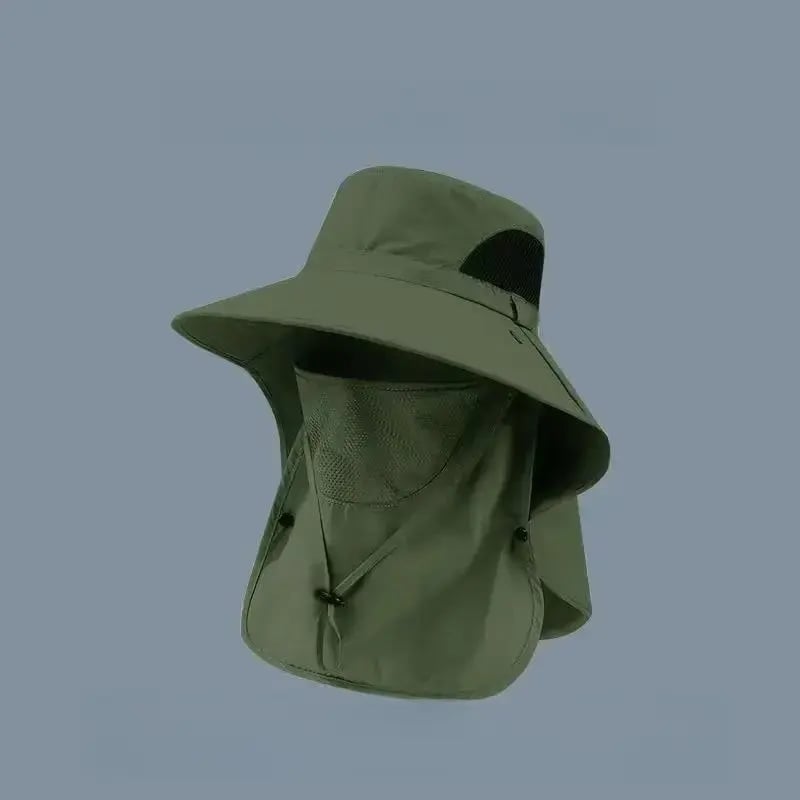 Frühjahr/Sommer: Fischerhut mit abnehmbarem Gesichtsschutz und Nackenschutz für den Outdoor-Angelspor