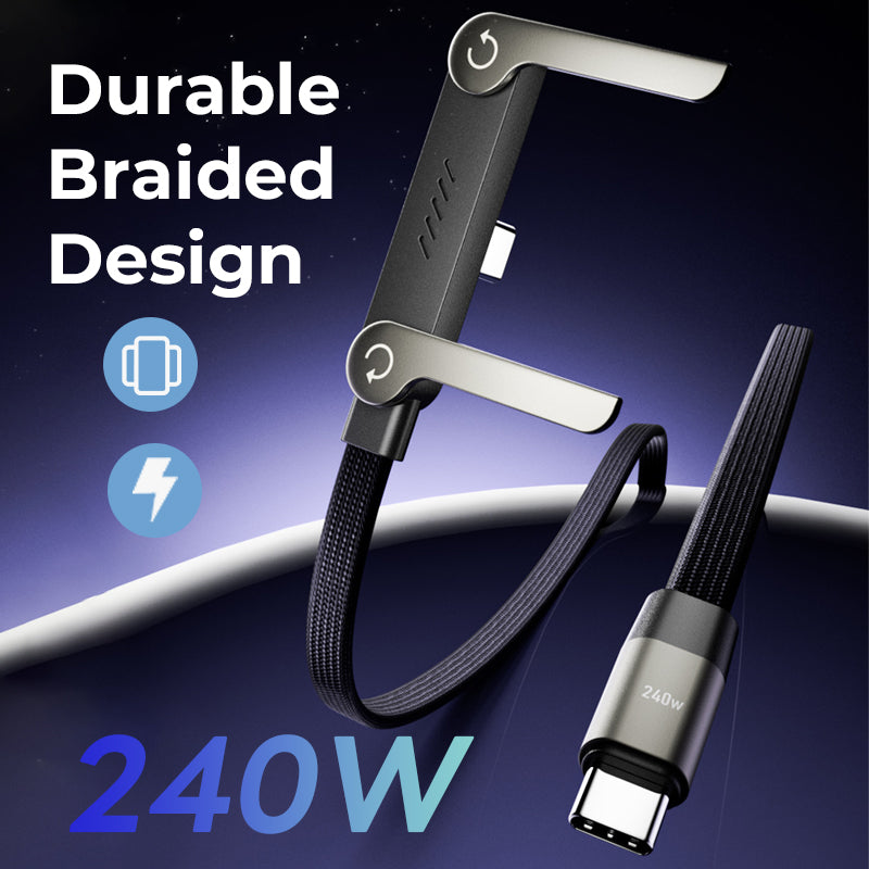 ⚡Unsichtbares 2-in-1-Ladekabel mit Halterung – 240-W-Schnellladekabel mit integrierter Handyhalterung