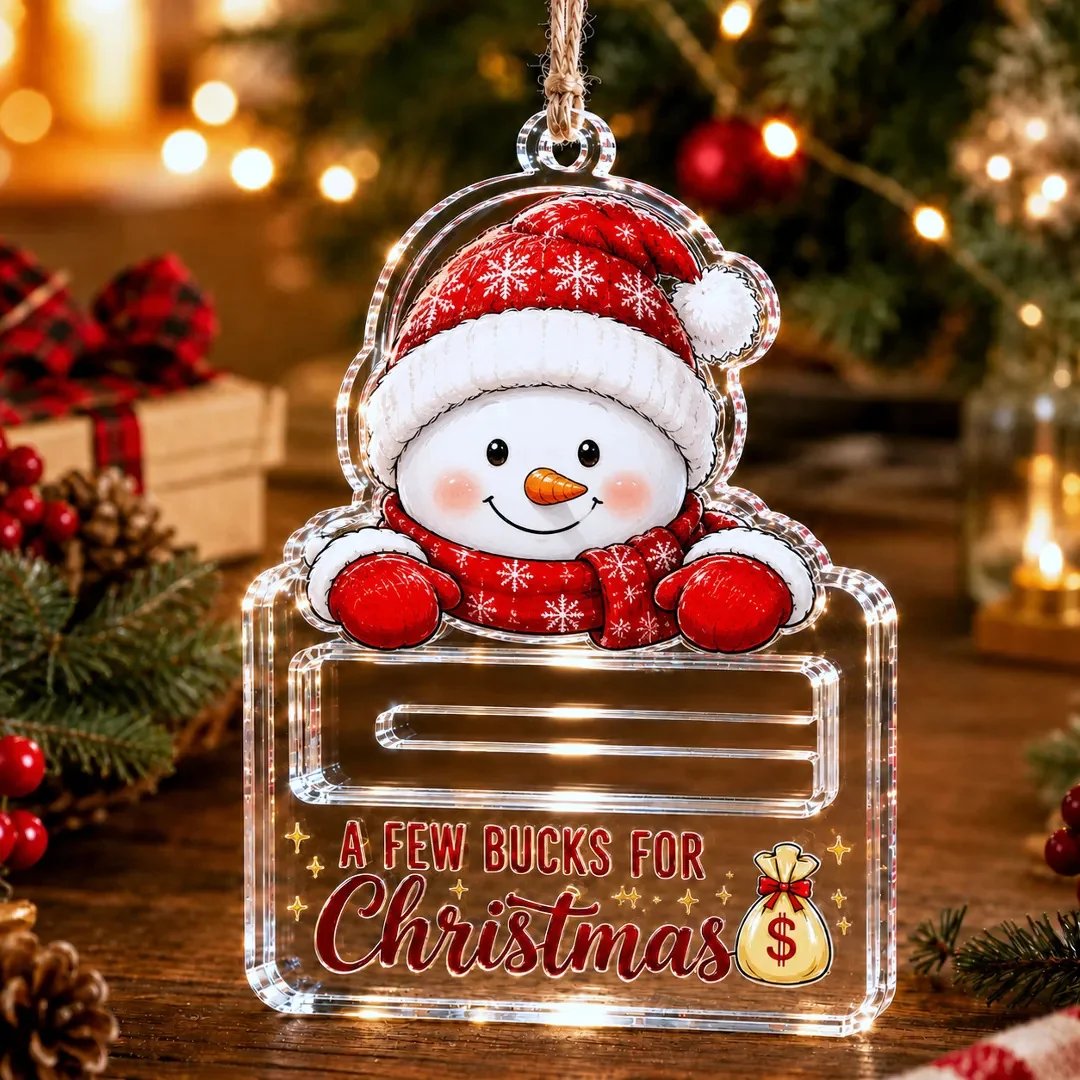 🎄Kristallklares Weihnachts-Geldbehälter-Ornament | Hochwertiges, klares Acryl mit festlichen Motivdetails, verstecktem Geldschlitz und inklusive Aufhängeschnur 💵✨