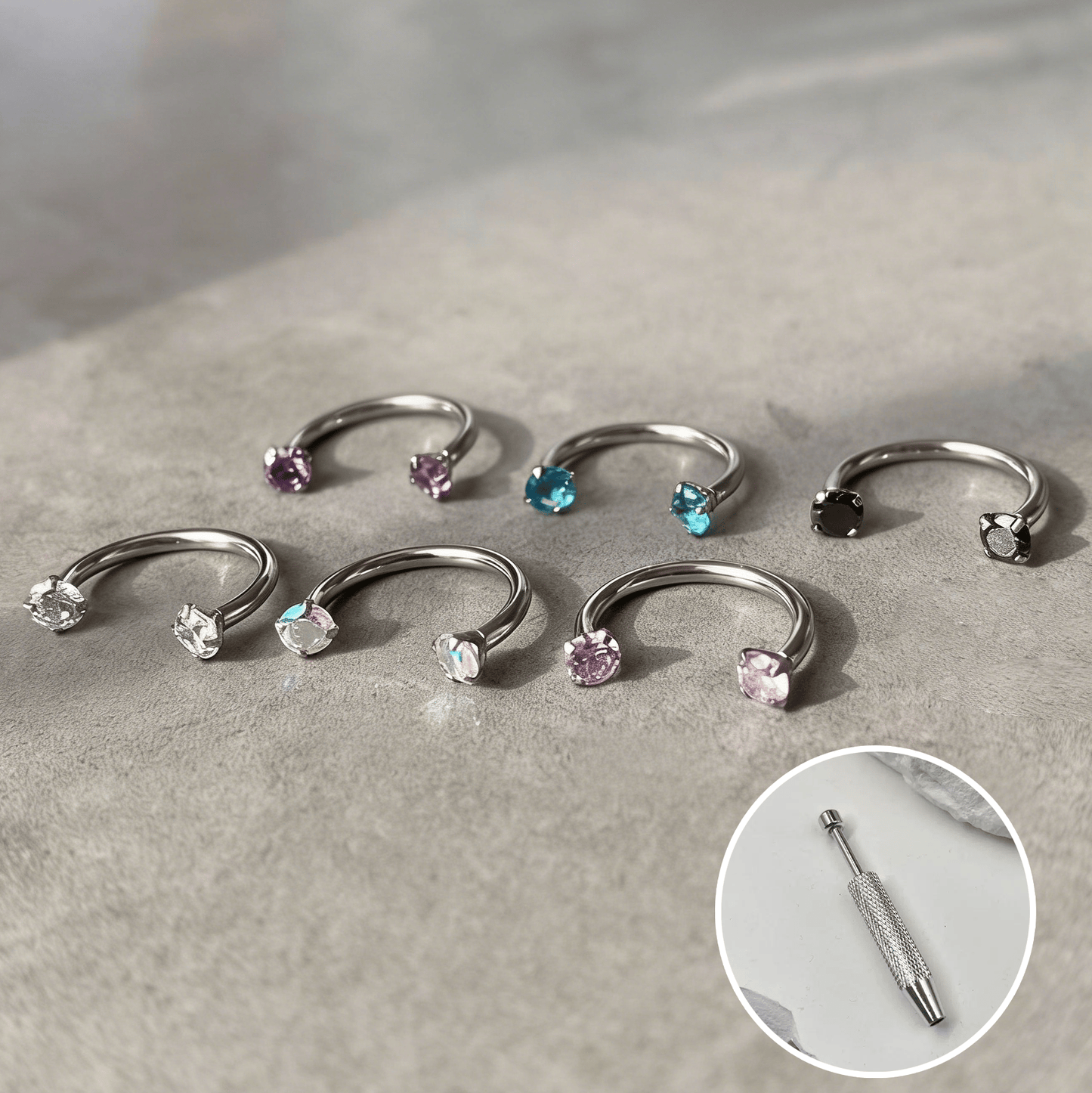 💎Hufeisenförmiger Nasenring – innenverschraubt und komfortabe