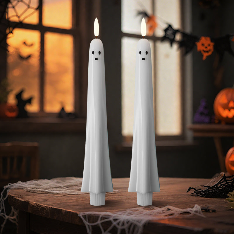 🎃👻 Ferngesteuertes Geisterlicht mit 3D-flammendem Docht 👻🎃