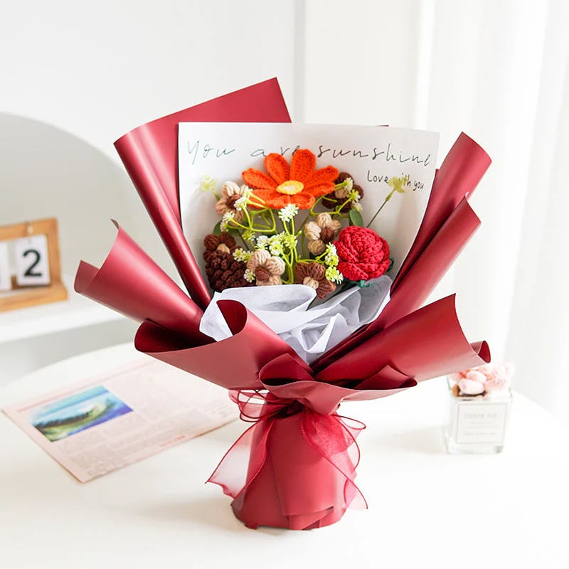 💕Muttertags-Sonderangebot💕Handgefertigter, zarter Häkelblumenstrauß
